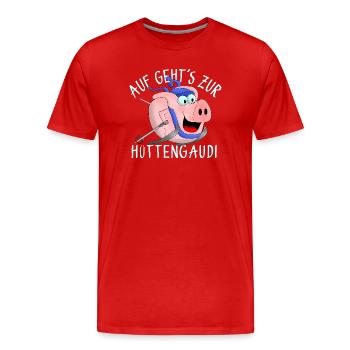 Hüttengaudi - Pistensau - T-shirt bio Premium Homme - rouge - Devant - Damien (186cm)