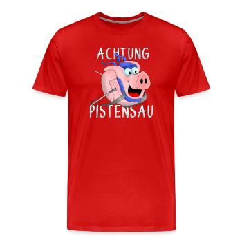 Attention à la piste - T-shirt bio Premium Homme - rouge - Devant - Damien (186cm)