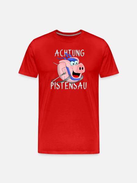 Achtung Pistensau - Männer Premium Bio T-Shirt - Rot