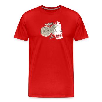 Schiff Weltkarte - Männer Premium Bio T-Shirt - Rot - Vorne - Damien (186cm)