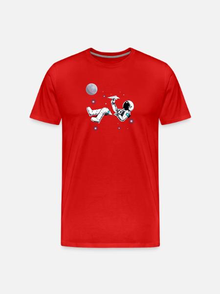 Astronaut. Astronaut playing. Paper airplane - Men's Premium Organic T-Shirt - red