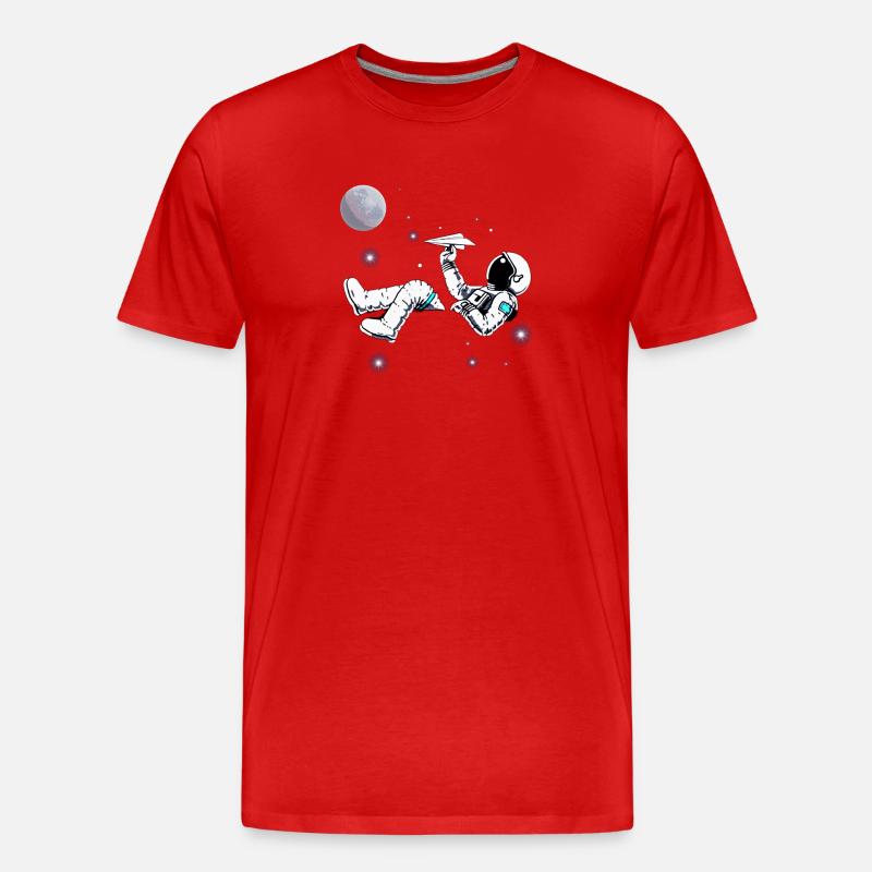 Astronaute. Astronaute qui joue. Avion papier - T-shirt bio Premium Homme - rouge