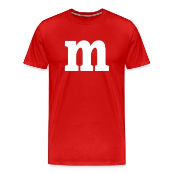 Funny Group Costume Letter M Costume Carnival - Men's Premium Organic T-Shirt - red - Front - Damien (186cm)