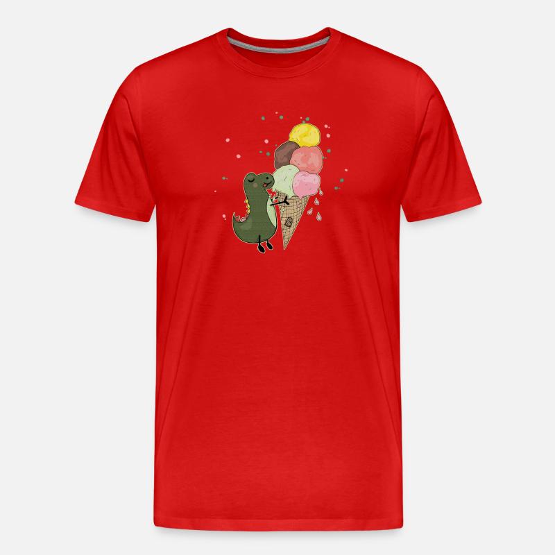 Dino mit Eis - Männer Premium Bio T-Shirt - Rot