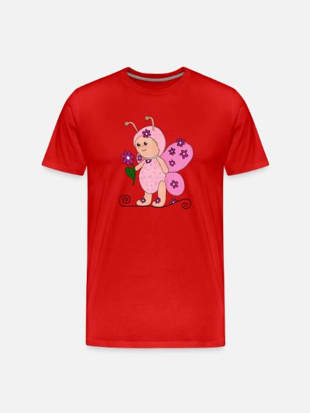 Schmetterling Rosa - Männer Premium Bio T-Shirt - Rot