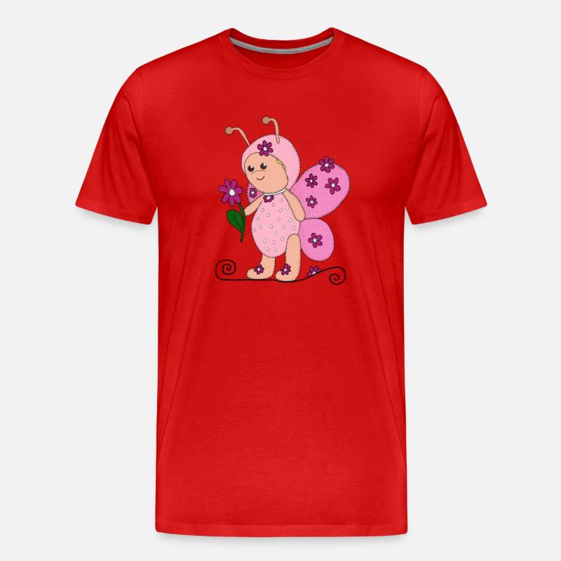 Schmetterling Rosa - Männer Premium Bio T-Shirt - Rot