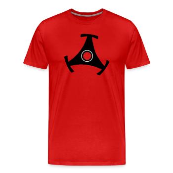 45 R.P.M. Record Adaptor (bicolor) - Men's Premium Organic T-Shirt - red - Front - Damien (186cm)
