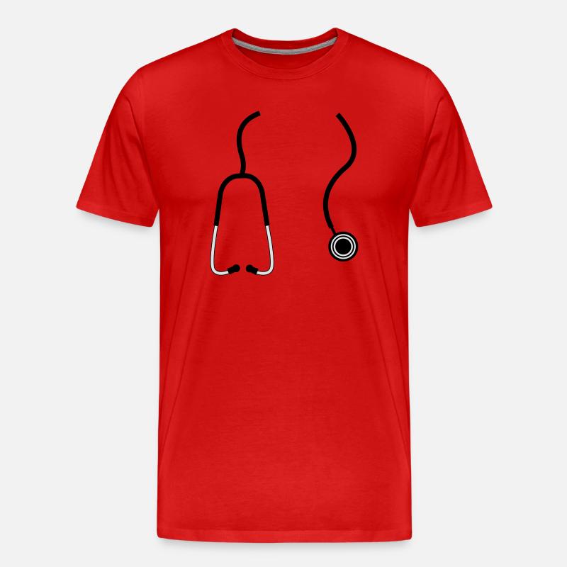 Arzt Stethoskop - Männer Premium Bio T-Shirt - Rot