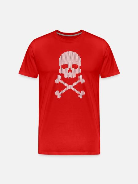 Schädel skull gestrickte - Männer Premium Bio T-Shirt - Rot