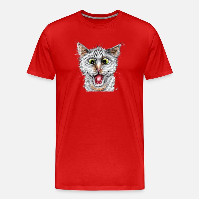 Happy Cat - Männer Premium Bio T-Shirt - Rot