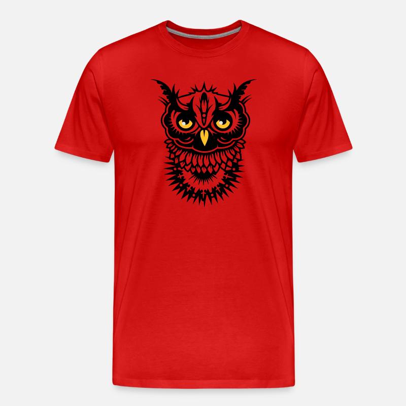 Gesicht einer Eule - Männer Premium Bio T-Shirt - Rot