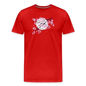 Cherry tree cherry blossom with heart sakura spring - Men's Premium Organic T-Shirt - red - Front - Damien (186cm)