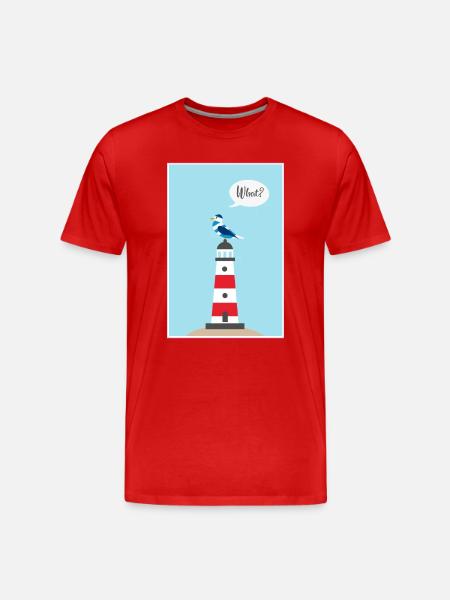 Leuchtturm - Möwe - Comic - Geschenk - Männer Premium Bio T-Shirt - Rot