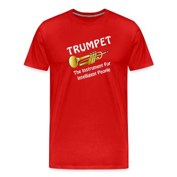 Texte blanc trompette intelligente - T-shirt bio Premium Homme - rouge - Devant - Damien (186cm)