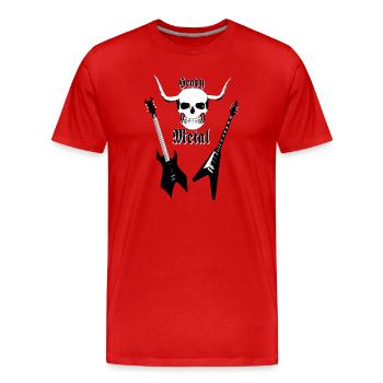 Métal, crâne, guitares, heavy metal, musique, rock - T-shirt bio Premium Homme - rouge - Devant - Damien (186cm)