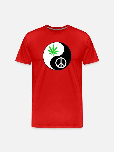 YinYang Peace Leaf Design - Men's Premium Organic T-Shirt - red