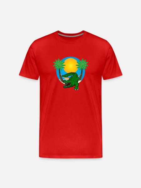 Palm trees with crocodile - Men's Premium Organic T-Shirt - red
