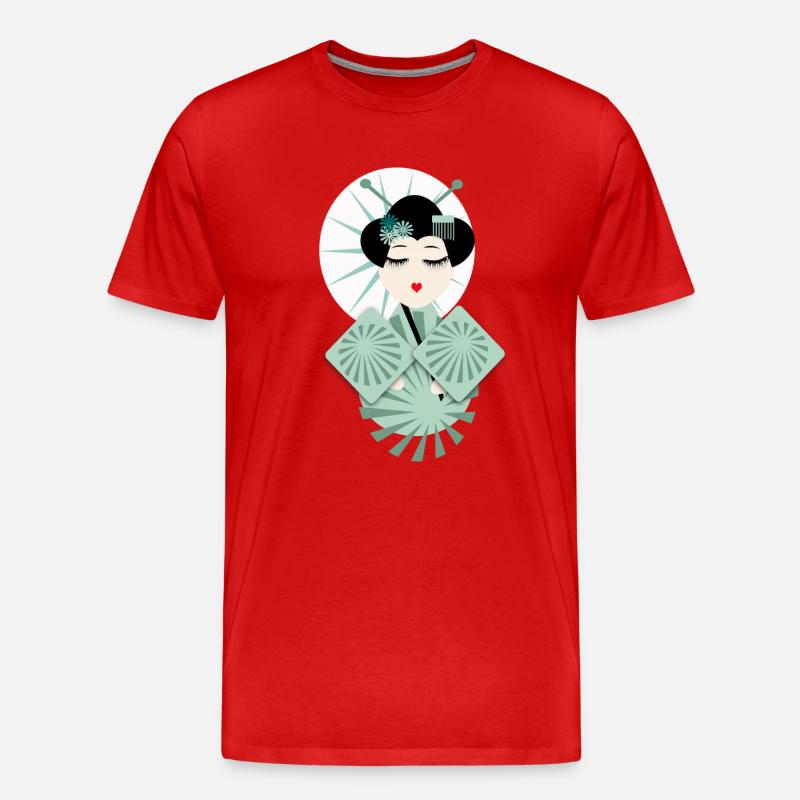 geisha - Männer Premium Bio T-Shirt - Rot
