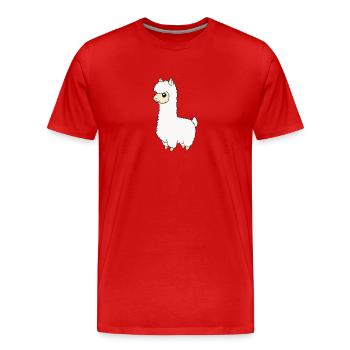 Lama - Männer Premium Bio T-Shirt - Rot - Vorne - Damien (186cm)