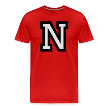 Buchstabe N - Männer Premium Bio T-Shirt - Rot - Vorne - Damien (186cm)