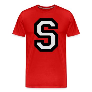 Buchstabe S (zweifarbig) - Männer Premium Bio T-Shirt - Rot - Vorne - Damien (186cm)