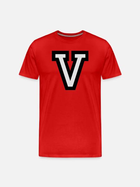 Buchstabe V - Männer Premium Bio T-Shirt - Rot