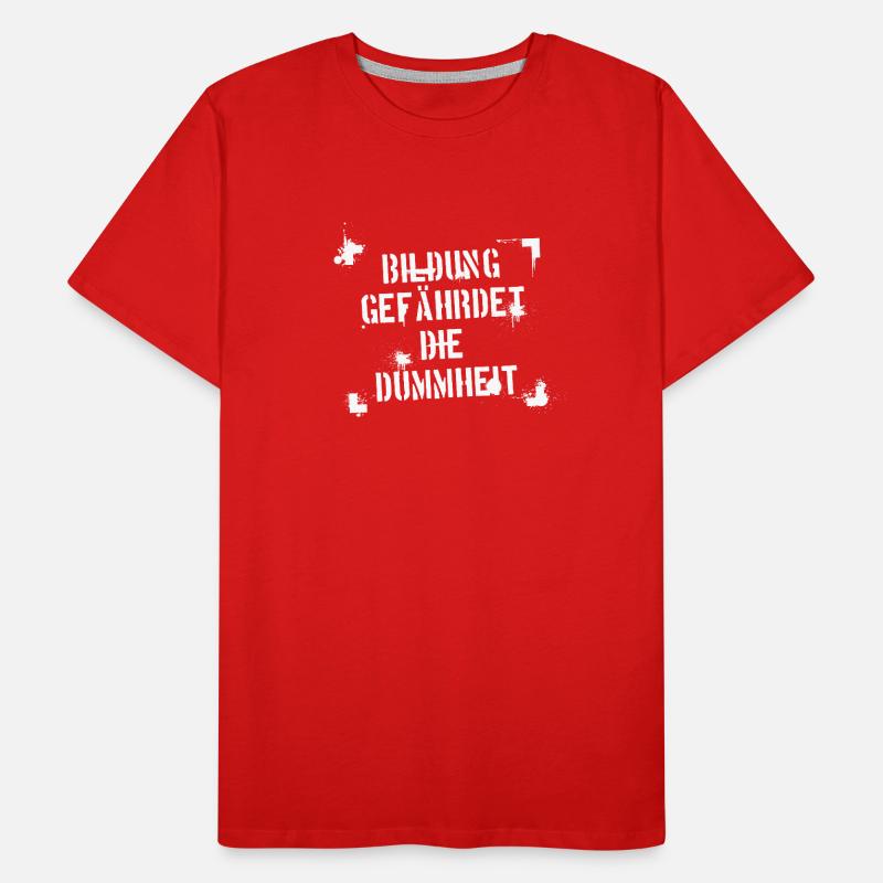 Bildung gefährdet - weiß Männer Premium Bio T-Shirt