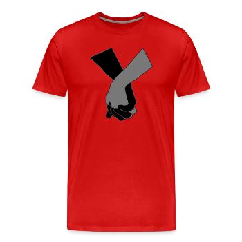 Holding Hands - Men's Premium Organic T-Shirt - red - Front - Damien (186cm)