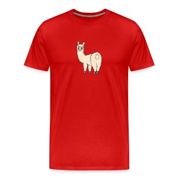 Lama - Männer Premium Bio T-Shirt - Rot - Vorne - Damien (186cm)