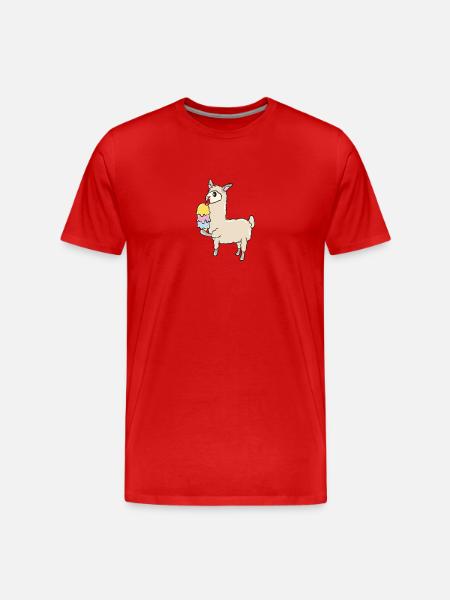 Lama Eiskrem - Männer Premium Bio T-Shirt - Rot