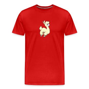 Lama - Männer Premium Bio T-Shirt - Rot - Vorne - Damien (186cm)