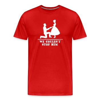 Enterrement de vie de jeune fille - T-shirt bio Premium Homme - rouge - Devant - Damien (186cm)