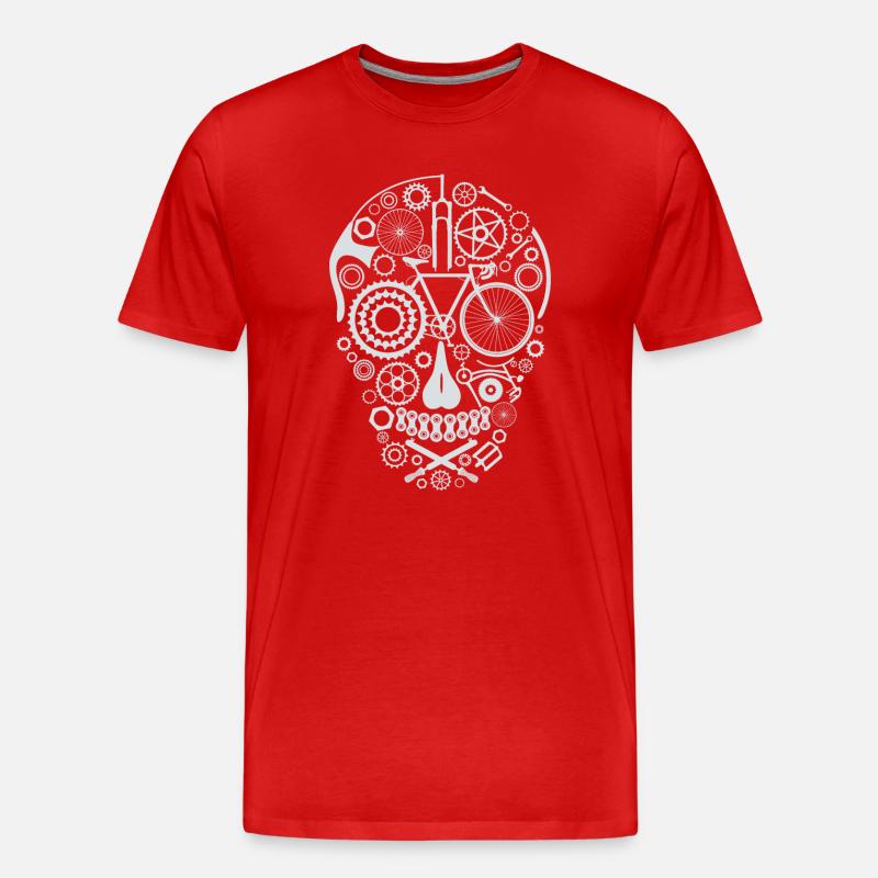 Bicycle Skull light grey - Männer Premium Bio T-Shirt - Rot