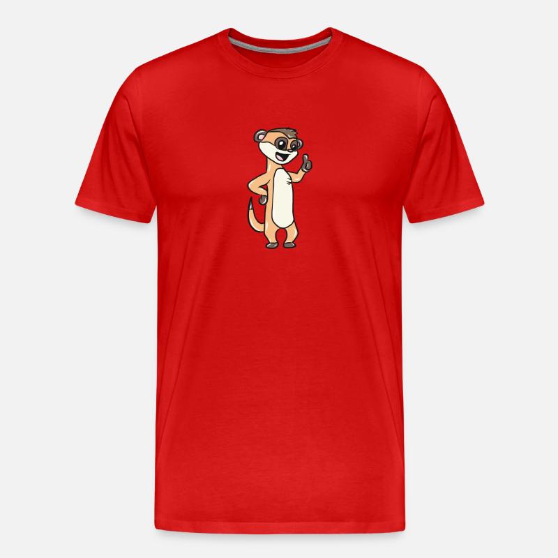 Tier Erdmännchen - Männer Premium Bio T-Shirt - Rot