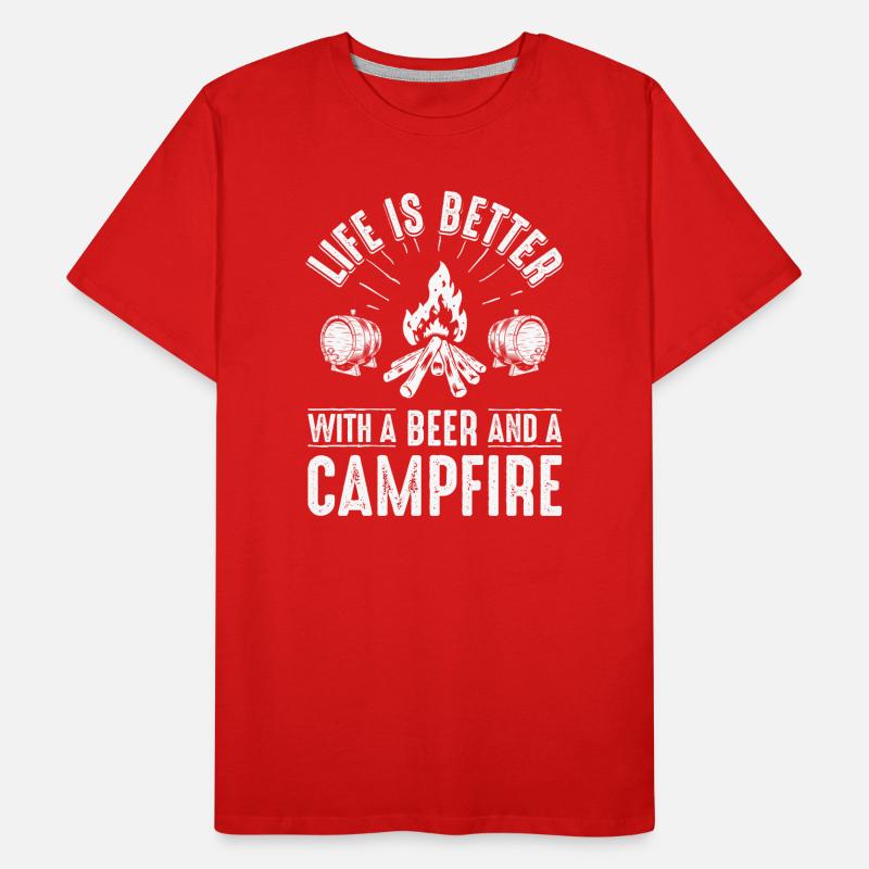 Graphique de la soirée bière au feu de camp T-shirt bio Premium Homme