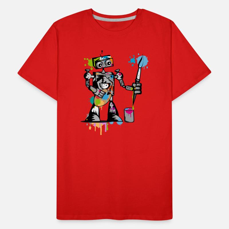 Roboter mit einem Pinsel Männer Premium Bio T-Shirt