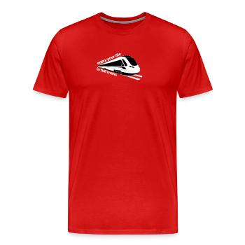 Denglisch Enjoy your life in full Trains - T-shirt bio Premium Homme - rouge - Devant - Damien (186cm)