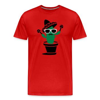 Un cactus avec un sombrero et maracas - T-shirt bio Premium Homme - rouge - Devant - Damien (186cm)