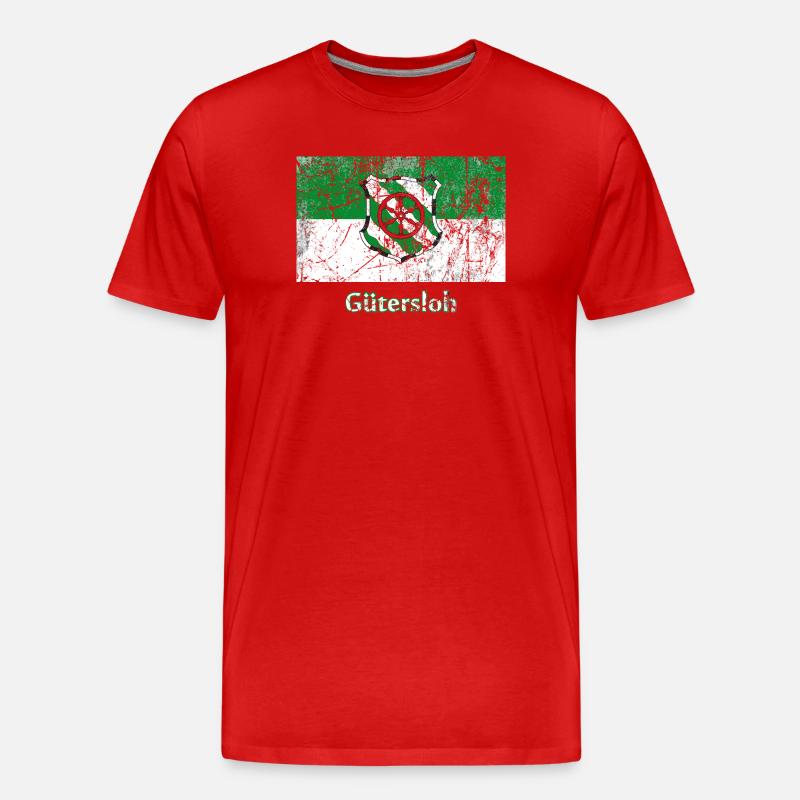drapeau Guetersloh Stadtfahne ville drapeau drapeau - T-shirt bio Premium Homme - rouge