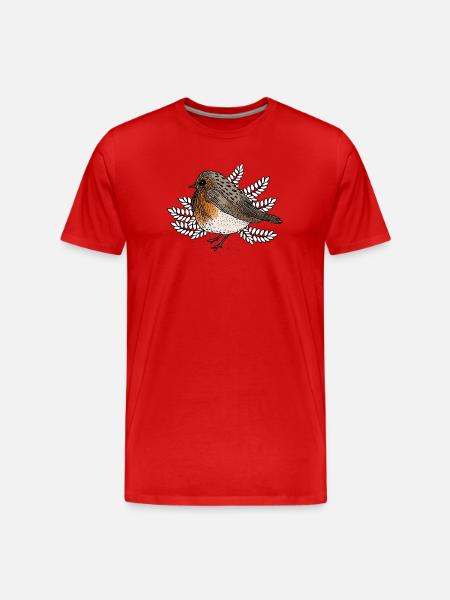 Robins on Branches - Men's Premium Organic T-Shirt - red