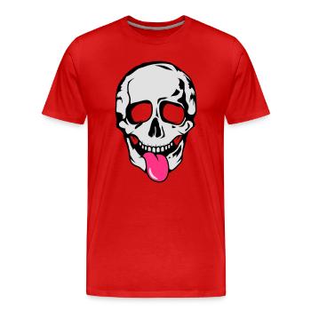 A skull stretched tongue out - Men's Premium Organic T-Shirt - red - Front - Damien (186cm)