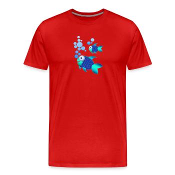 Poisson bleu exotique aux écailles irisées - T-shirt bio Premium Homme - rouge - Devant - Damien (186cm)
