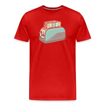 Money Toaster Cash Hustle lustiges T-Shirt-Design - Männer Premium Bio T-Shirt - Rot - Vorne - Damien (186cm)