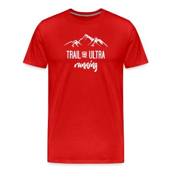 Trail et Ultra Running - T-shirt bio Premium Homme - rouge - Devant - Damien (186cm)