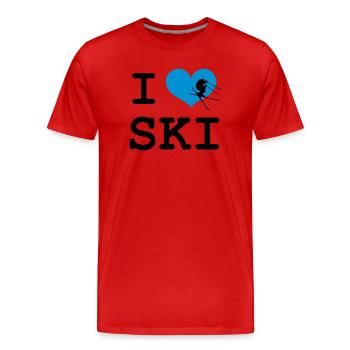 I Love Ski - Männer Premium Bio T-Shirt - Rot - Vorne - Damien (186cm)