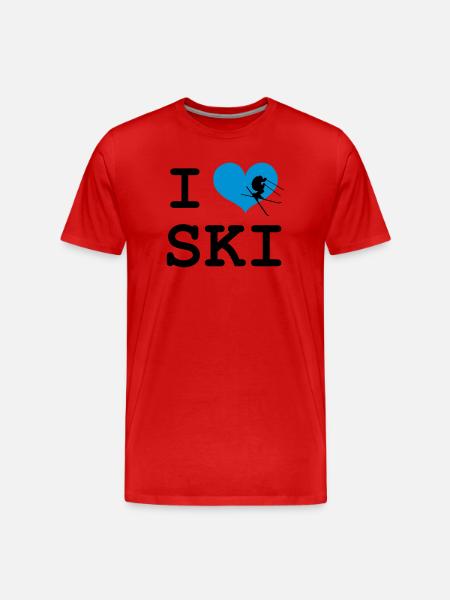 I Love Ski - Men's Premium Organic T-Shirt - red