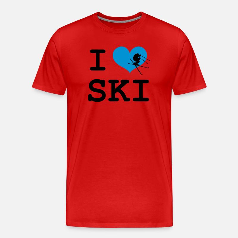 I Love Ski - Männer Premium Bio T-Shirt - Rot