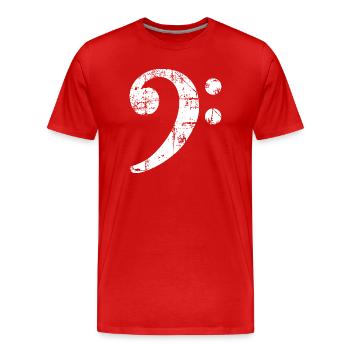 Bassschlüssel (Vintage Weiß) Bassist Bass Basser - Männer Premium Bio T-Shirt - Rot - Vorne - Damien (186cm)