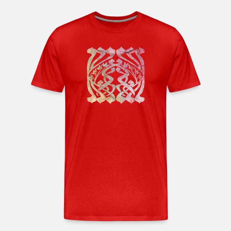 Aquarelliertes Blättermuster mit floralem Design - Männer Premium Bio T-Shirt - Rot