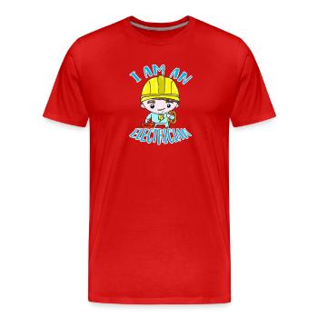 electrician - Men's Premium Organic T-Shirt - red - Front - Damien (186cm)